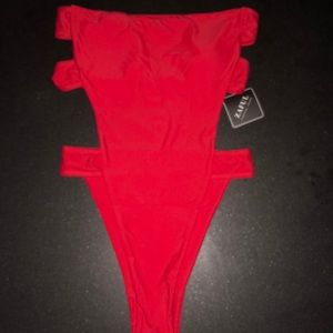 Backless High Cut Bandeau Swimsuit